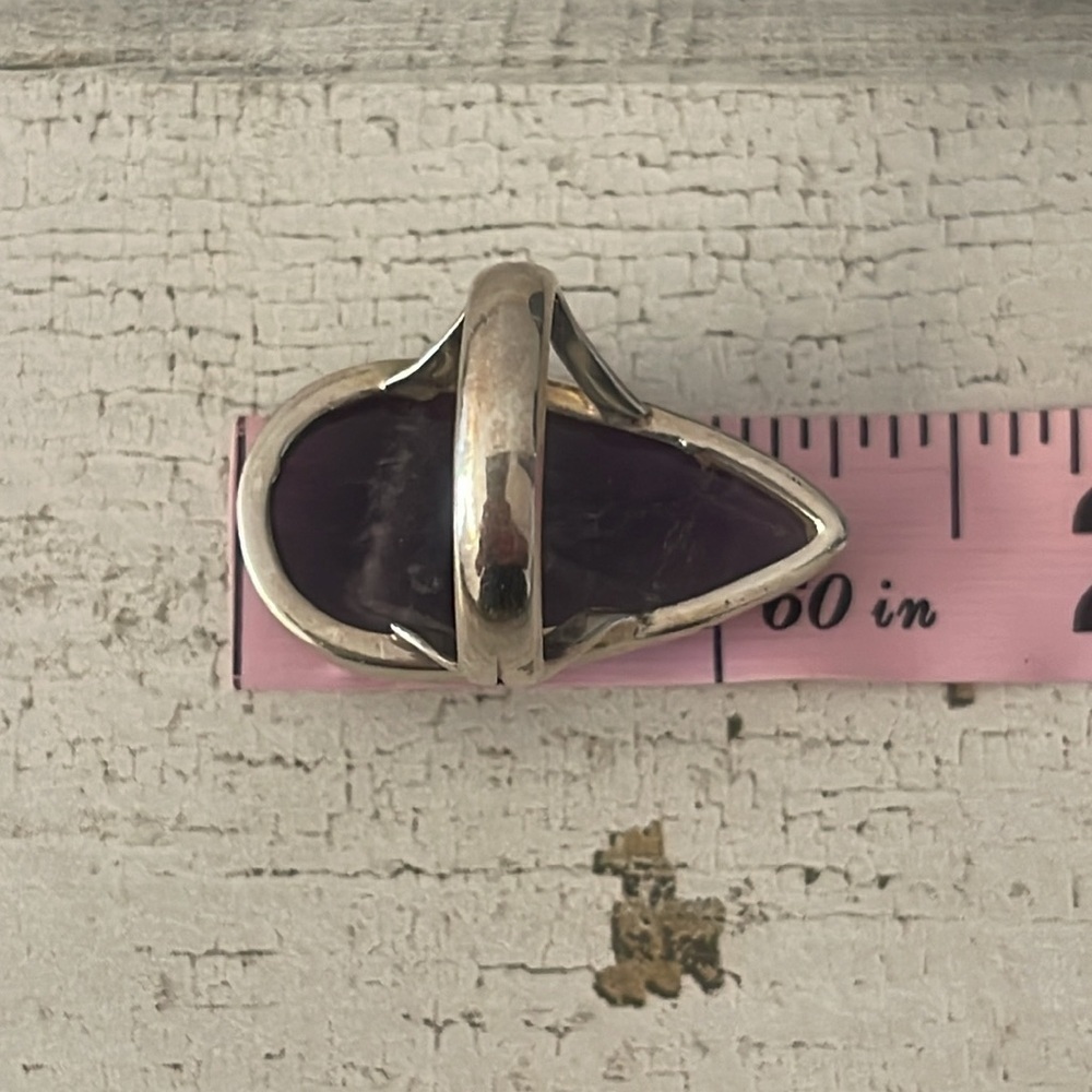 Chevron Amethyst Silver Statement Ring. - image 7